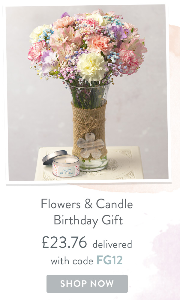 Flowers and Candle Birthday Gift - Only &pound;23.76 delivered with code
