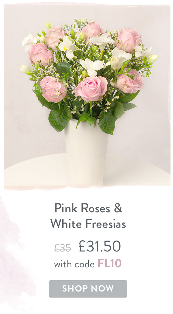 Pink Roses and White Freesias - Only &pound;31.50 delivered