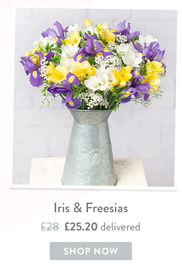 Iris & Freesias - Only &pound;25.20 delivered with code