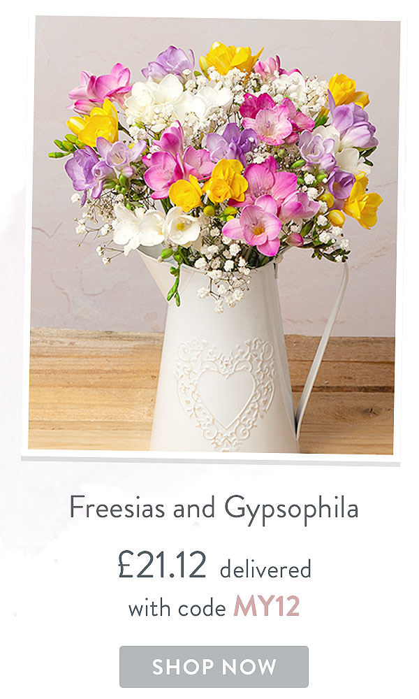 Freesias and Gypsophila - Only &pound;21.12 delivered with code