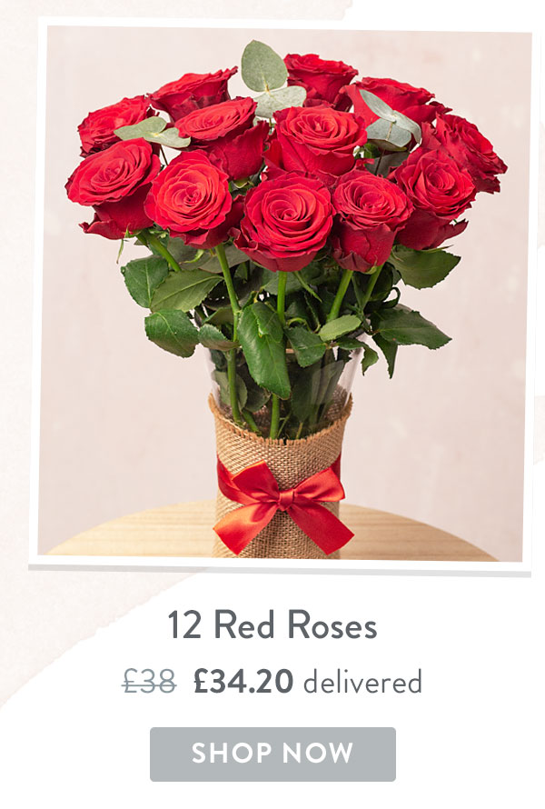 12 Red Roses - Only &pound;34.20 delivered with code