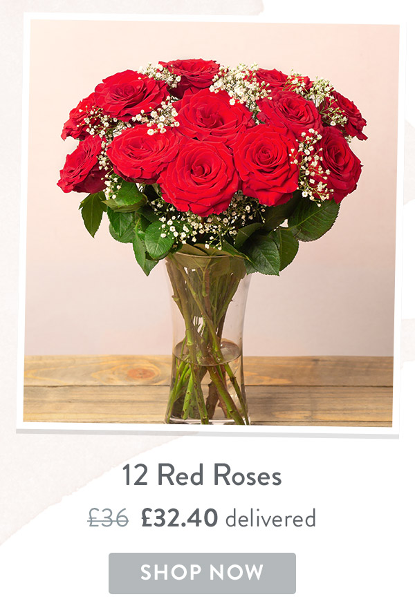 12 Red Roses - Only &pound;32.40 delivered with code