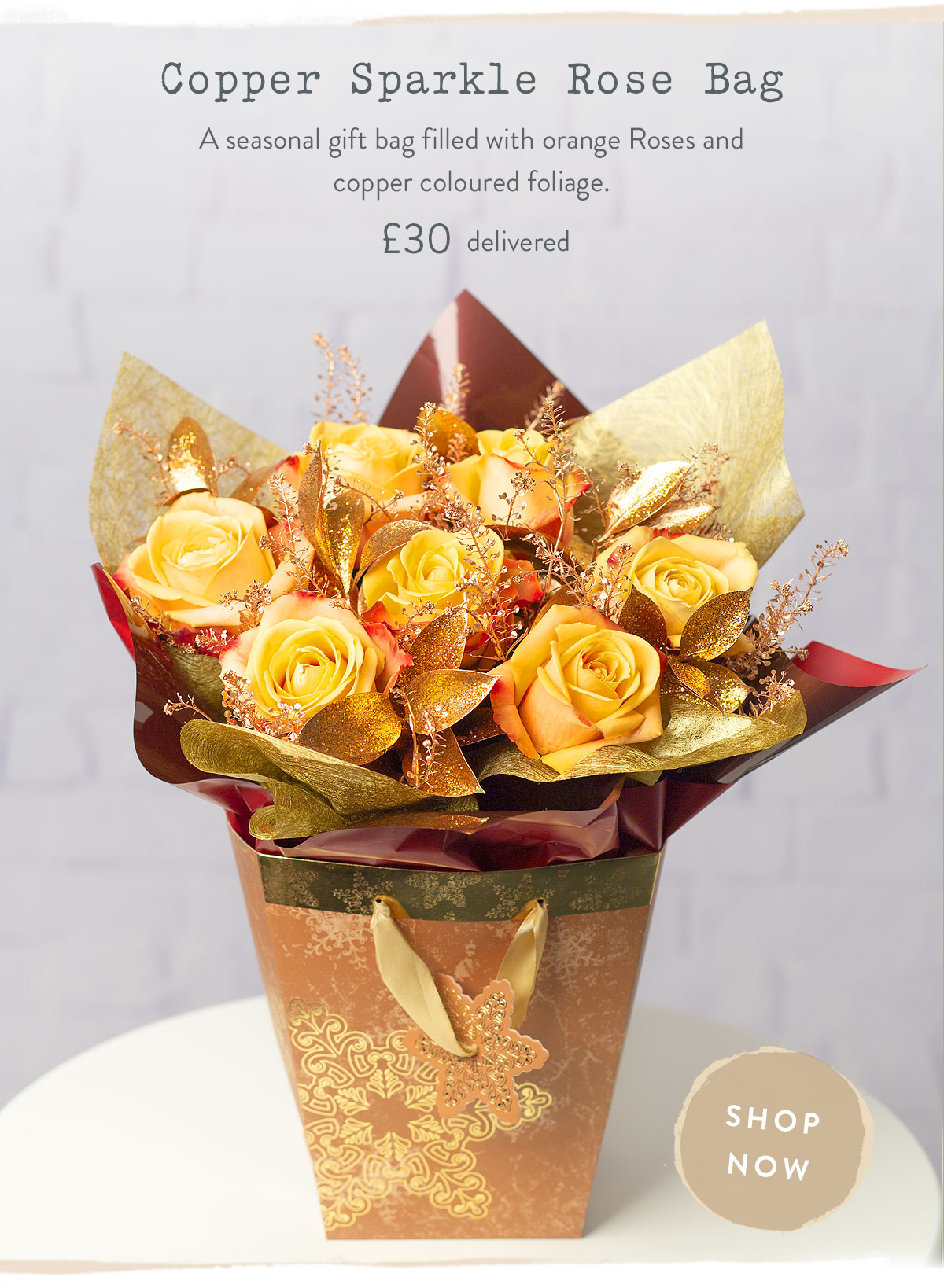 Copper Sparkle Rose Bag - only &pound;30
