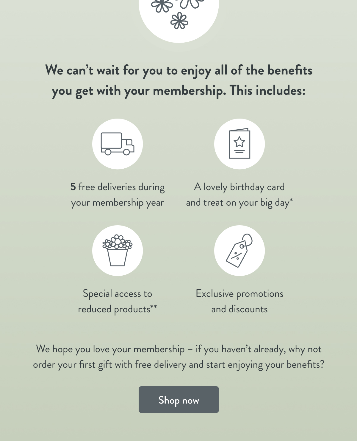 We can't wait to enjoy all of the benefits you get with your membership